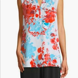 East 5th Womens Split Crew Neck Sleeveles Slubbed Blouse XL